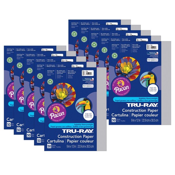 Tru-Ray Construction Paper, Gray, 9x12in, PK500